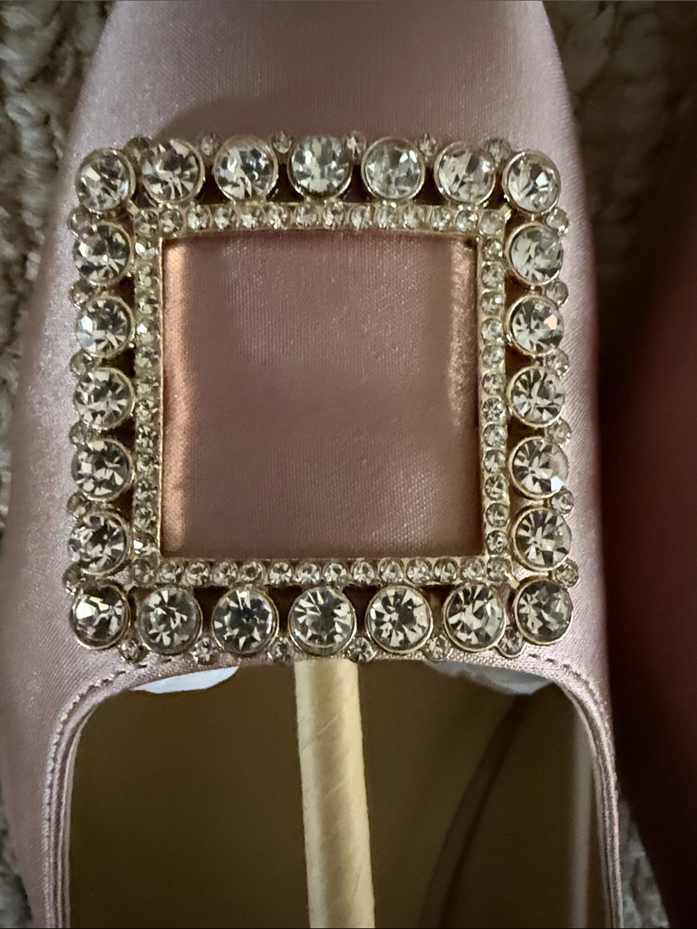 Crown & Ivy Pink Satin Crystal-Buckle Slingback Heels - Picture 6 of 7